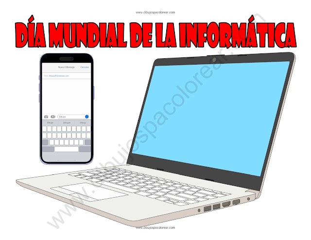 Día Internacional de la Informática dibujo a color y para colorear